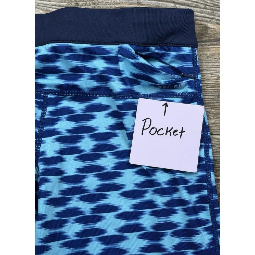 Nike Dri Fit Pants Leggings‎ Blue Run Fast Live Fearless Capri Cropped Size Med